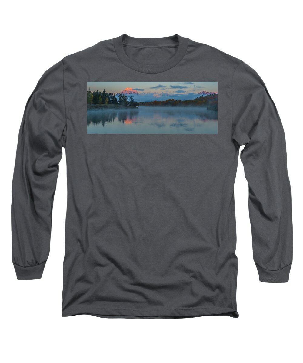 Oxbow Bend Long Sleeve T-Shirt featuring the photograph First Light Of Dawn by Yeates Photography