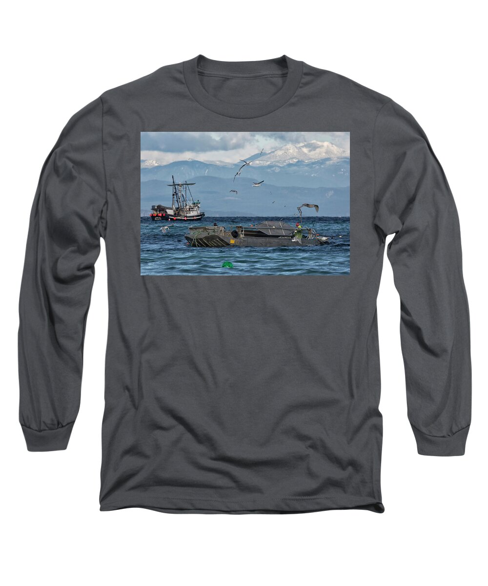 Herring Long Sleeve T-Shirt featuring the photograph Fish Are Flying by Randy Hall