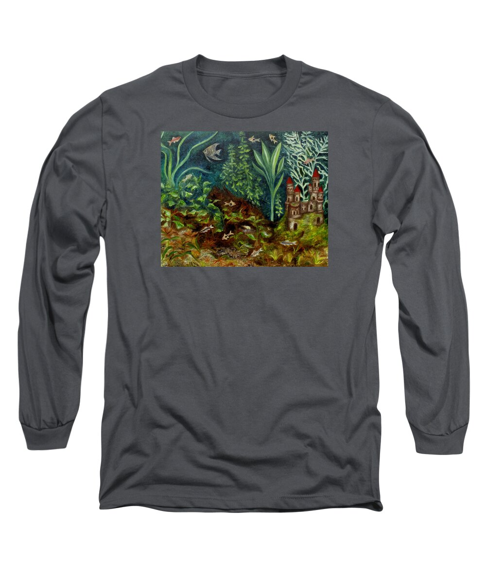 Aquarium Long Sleeve T-Shirt featuring the painting Fish Kingdom by FT McKinstry
