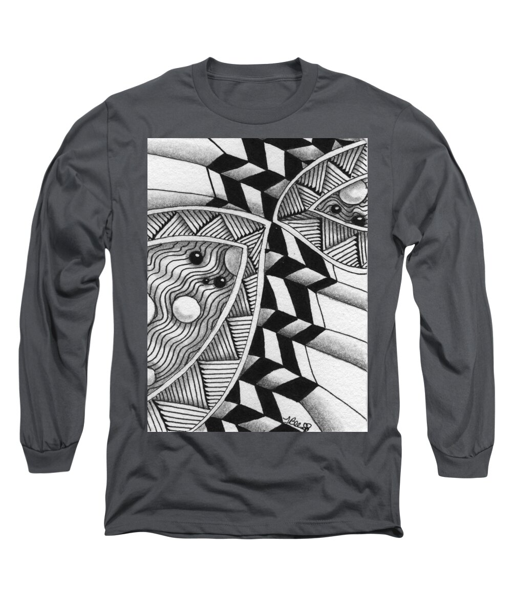 Fish Long Sleeve T-Shirt featuring the drawing Fish Kiss by Jan Steinle