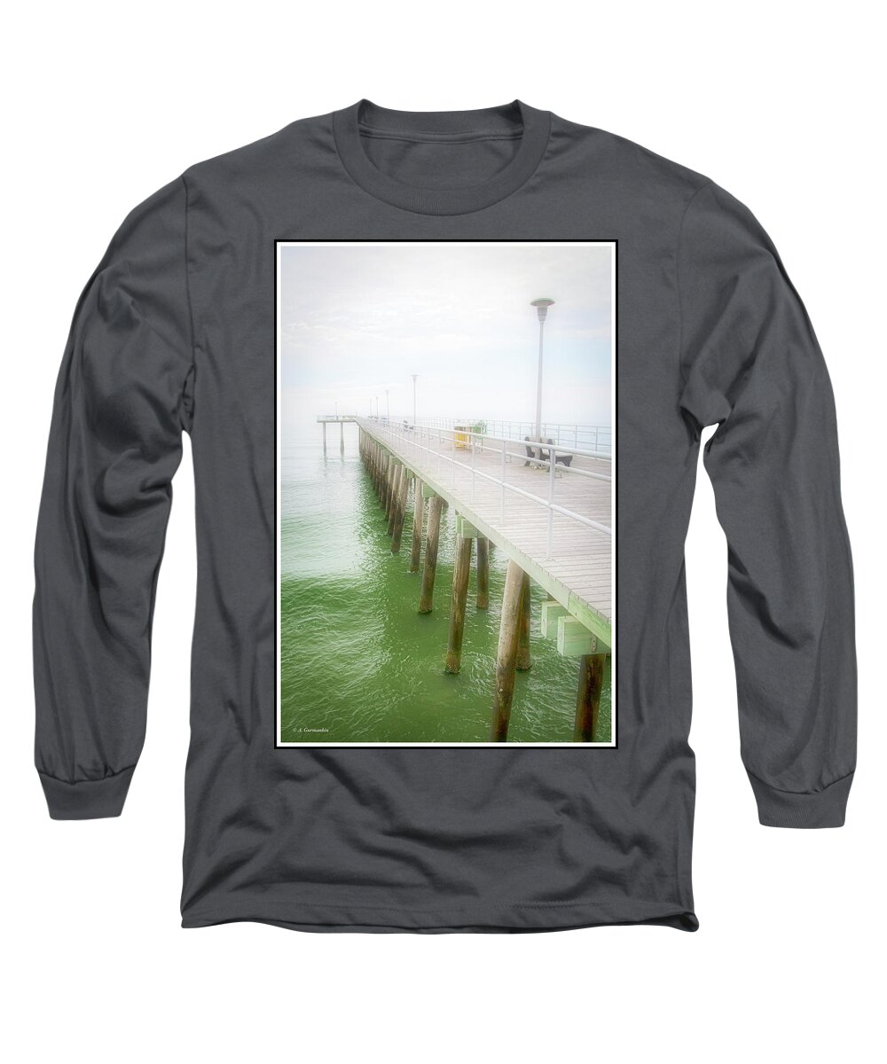 Fishing Pier Long Sleeve T-Shirt featuring the photograph Fishing Pier, Margate, New Jersey by A Macarthur Gurmankin