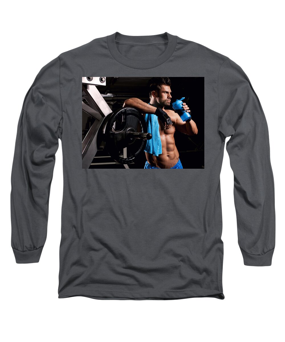 Fitness Long Sleeve T-Shirt featuring the digital art Fitness by Super Lovely