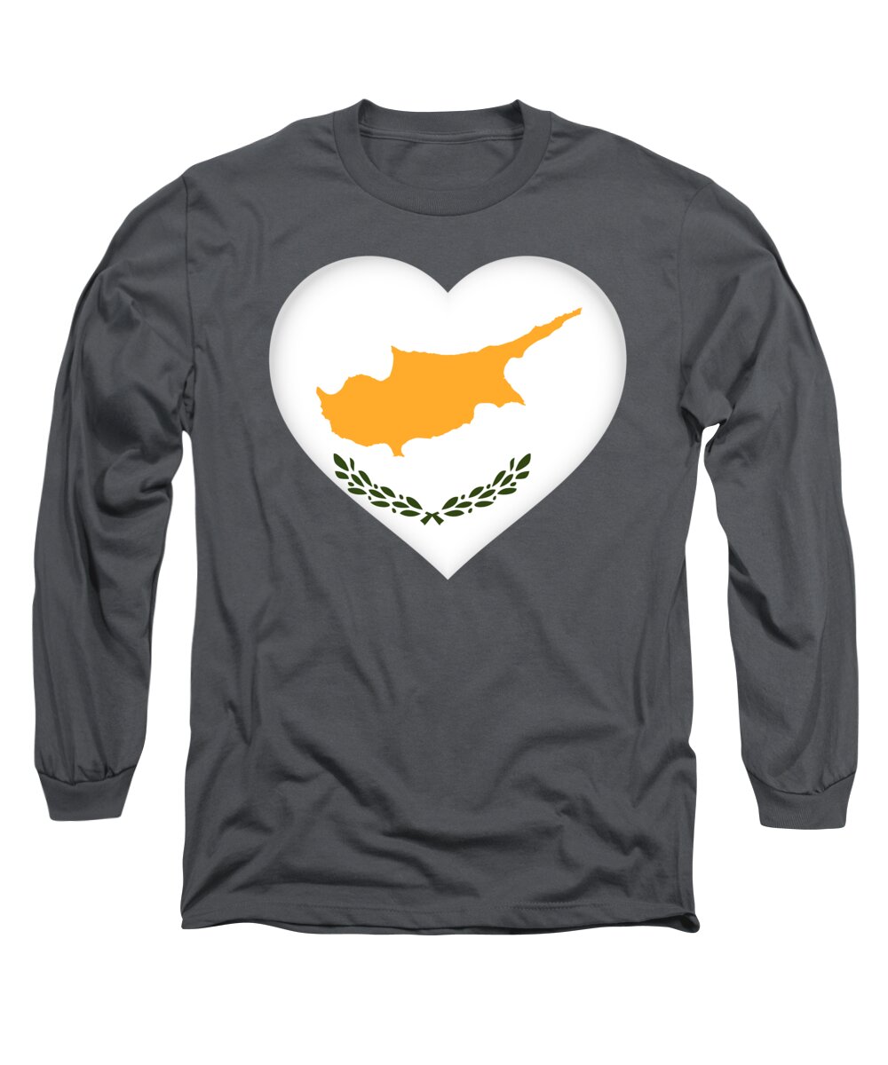 Cyprus Long Sleeve T-Shirt featuring the digital art Flag of Cyprus Heart by Roy Pedersen