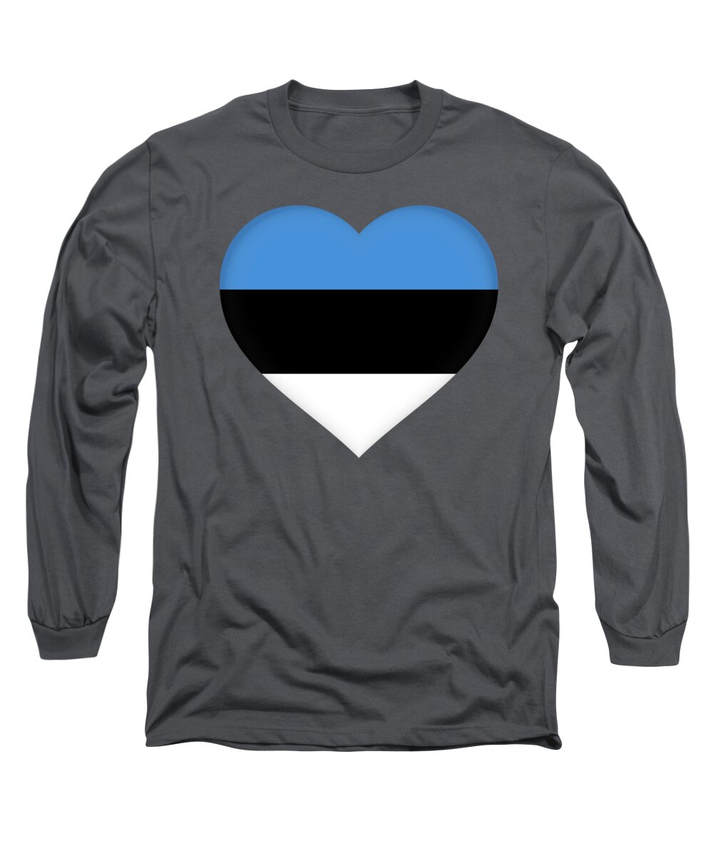 Estonia Long Sleeve T-Shirt featuring the digital art Flag of Estonia Heart by Roy Pedersen
