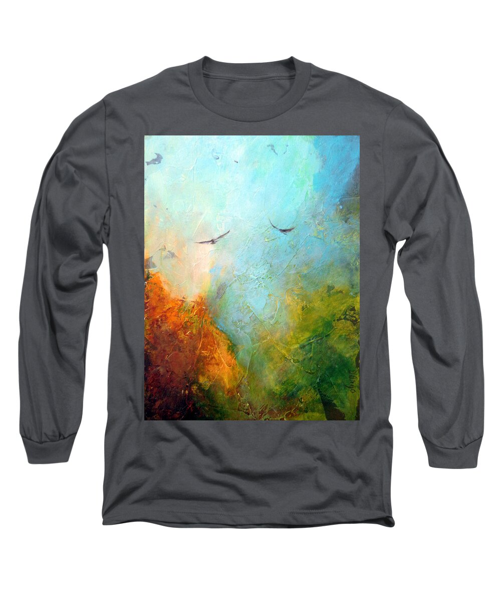Birds Long Sleeve T-Shirt featuring the painting Flights Of fancy by Dina Dargo