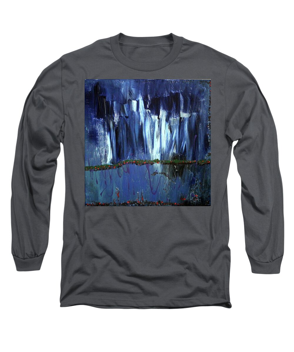 Blue Long Sleeve T-Shirt featuring the painting Floating Gardens by Pam O'Mara