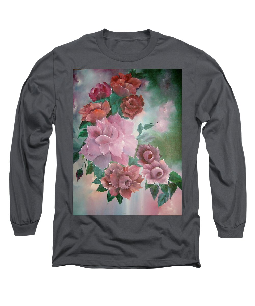 Flowers Long Sleeve T-Shirt featuring the painting Floral Splendor by Debra Campbell