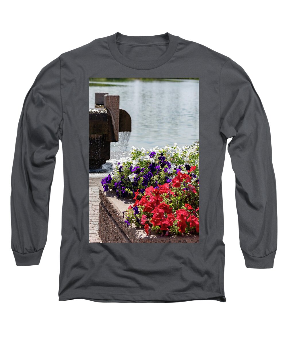 Water Long Sleeve T-Shirt featuring the photograph Flowers and Water by Douglas Killourie