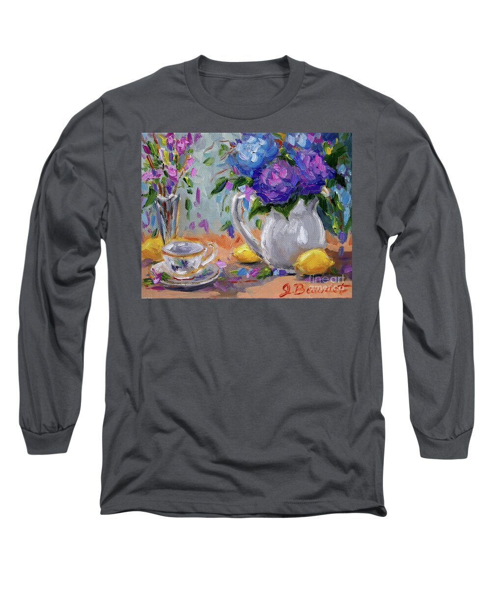  Long Sleeve T-Shirt featuring the painting Flowers Lemons by Jennifer Beaudet
