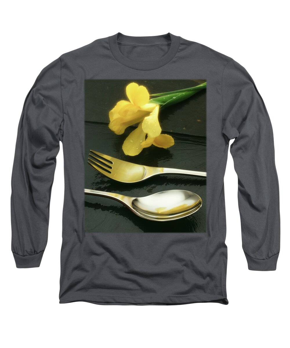 Floral Long Sleeve T-Shirt featuring the photograph Flowers on Slate by Jon Delorme