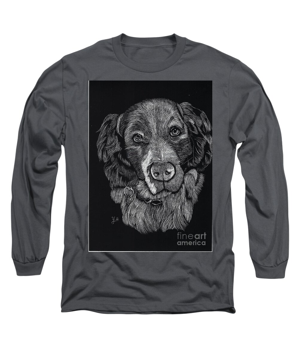 Dog Long Sleeve T-Shirt featuring the digital art Fluffy by Yenni Harrison