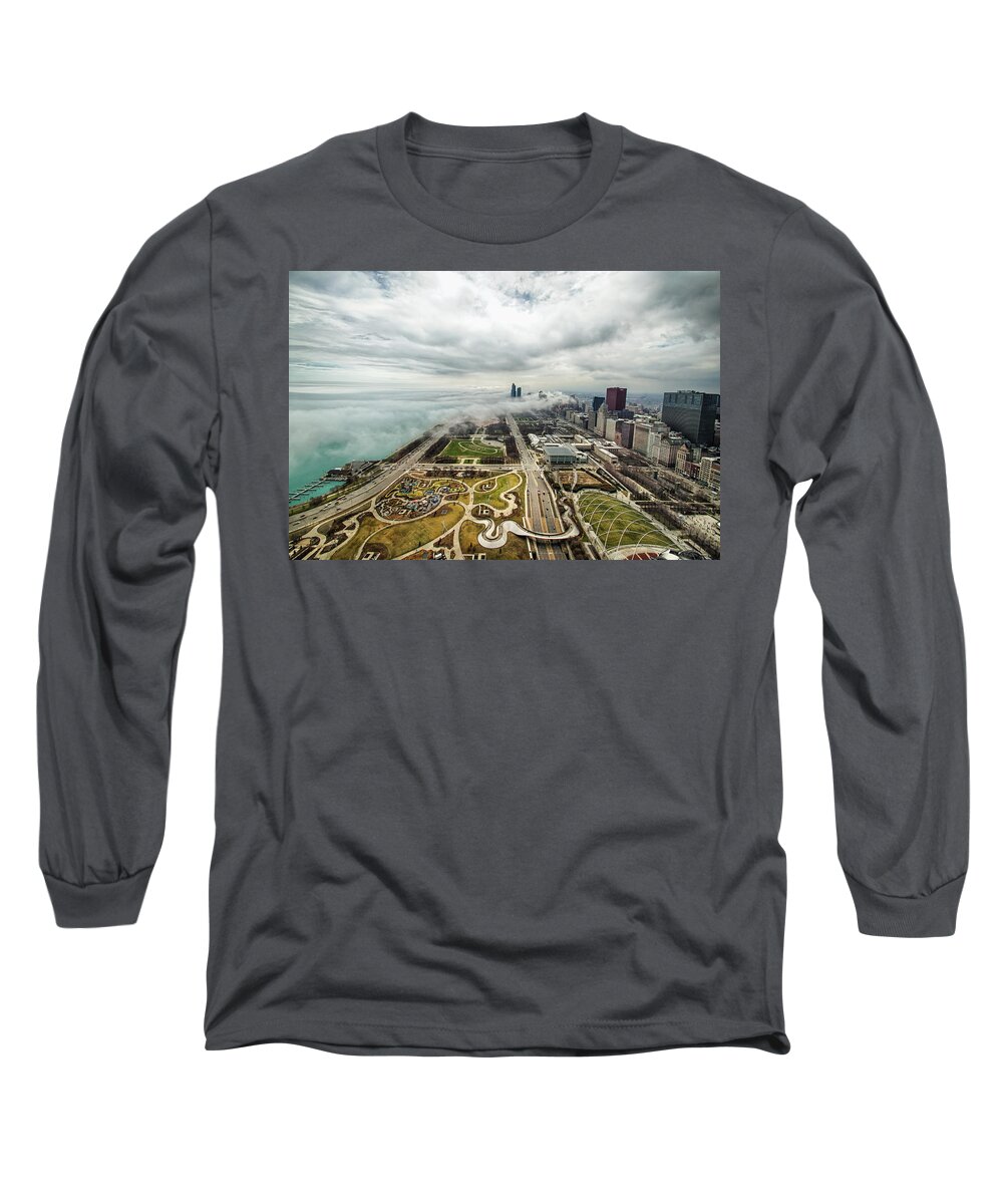 Chicago Long Sleeve T-Shirt featuring the photograph Fogscape by Raf Winterpacht