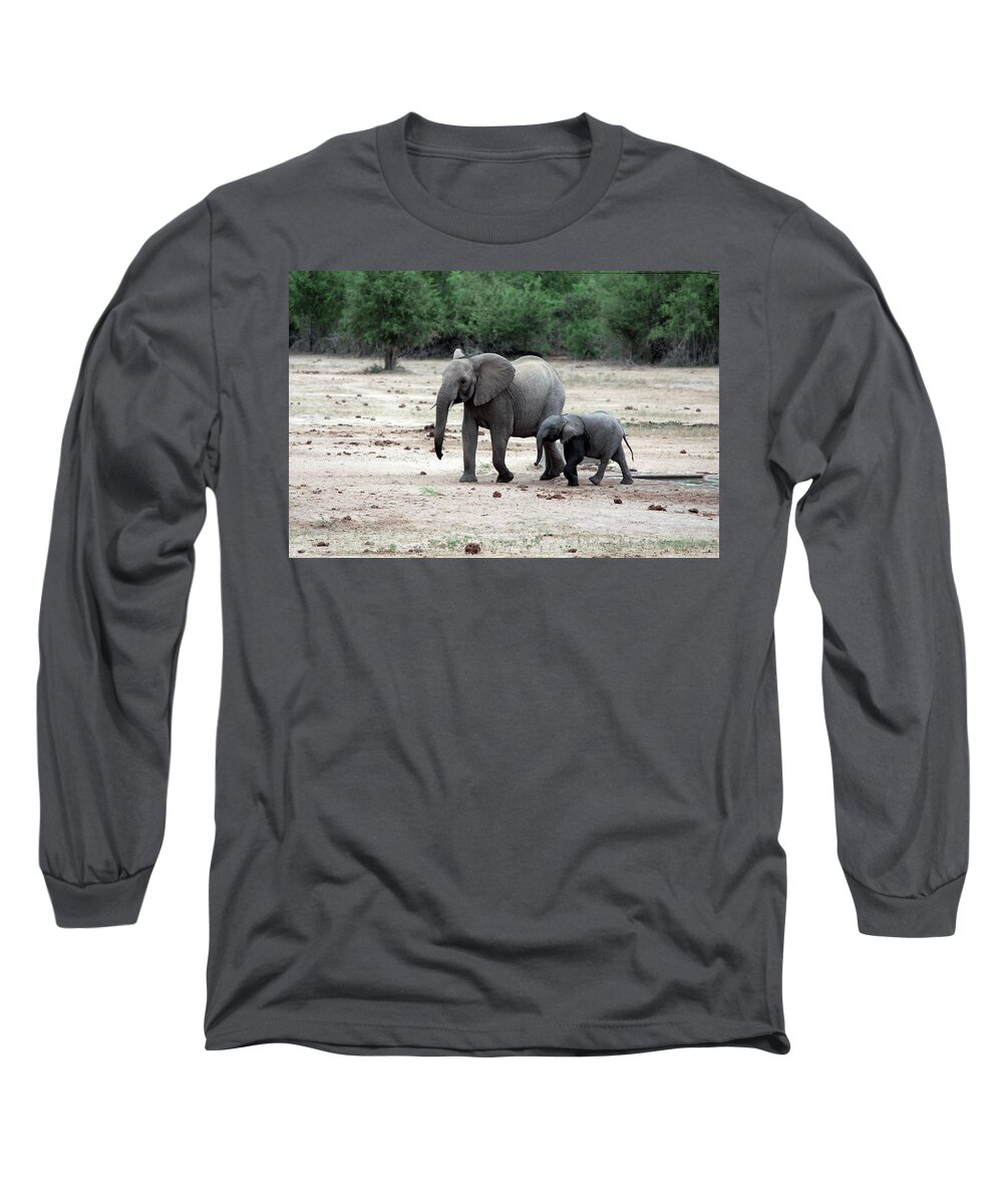 Elephant Long Sleeve T-Shirt featuring the photograph Follow Me by Samantha Delory