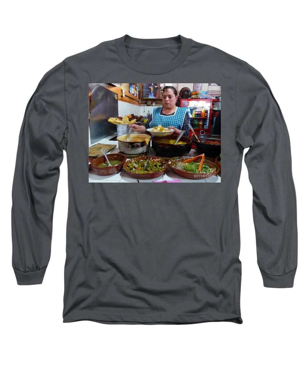 Mexican Food Long Sleeve T-Shirt featuring the photograph Food Court In Paracho by Rosanne Licciardi