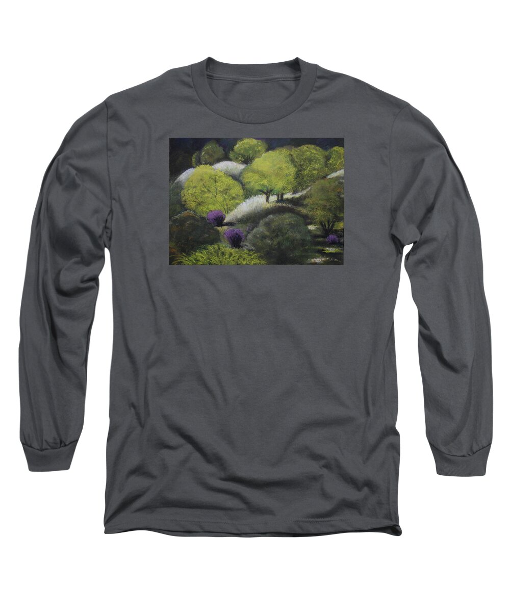 Spring Long Sleeve T-Shirt featuring the pastel Foothill Spring by Sandra Lee Scott