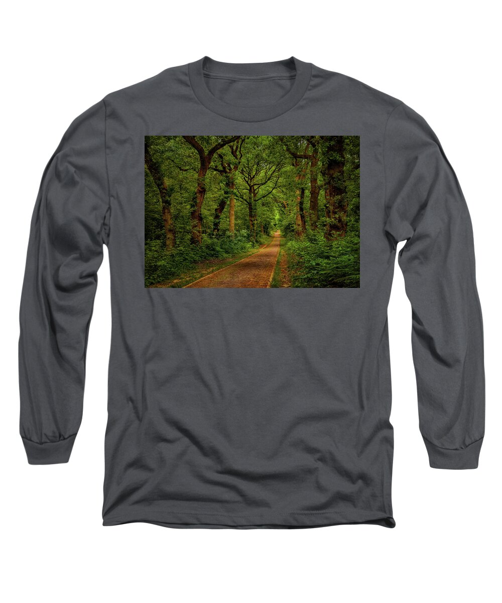 Doorwerth Long Sleeve T-Shirt featuring the photograph Forest lane in Doorwerth by Tim Abeln