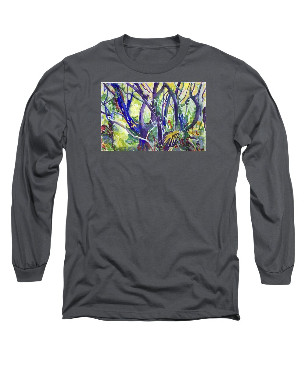  Long Sleeve T-Shirt featuring the painting Forest Rainbow by Kathleen Barnes