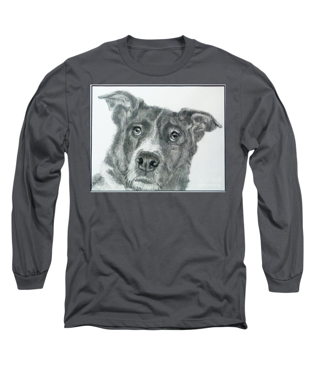 Dog Long Sleeve T-Shirt featuring the drawing Forever My Friend by Susan A Becker