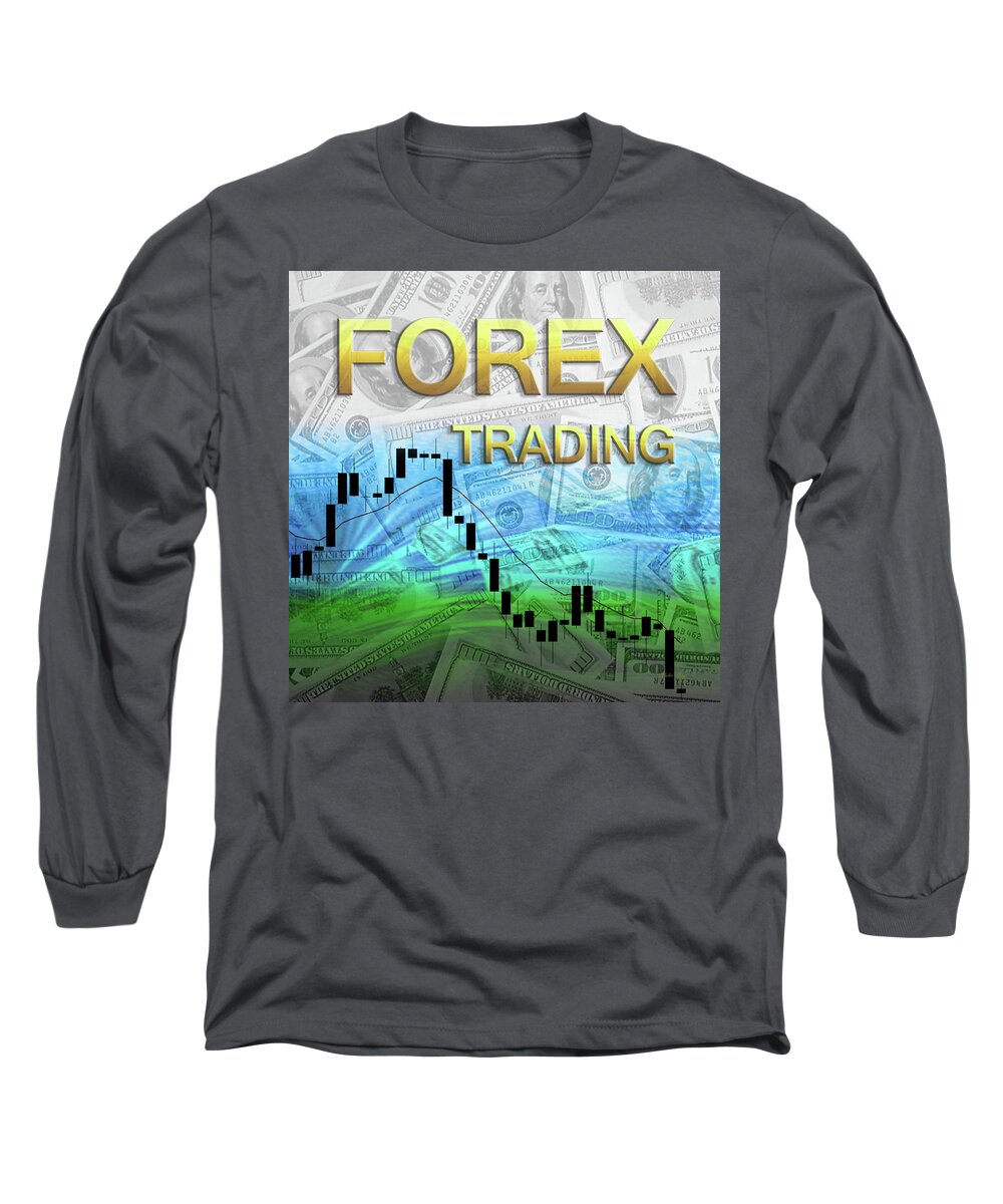 Forex Long Sleeve T-Shirt featuring the digital art Forex Trading 1b by Walter Herrit