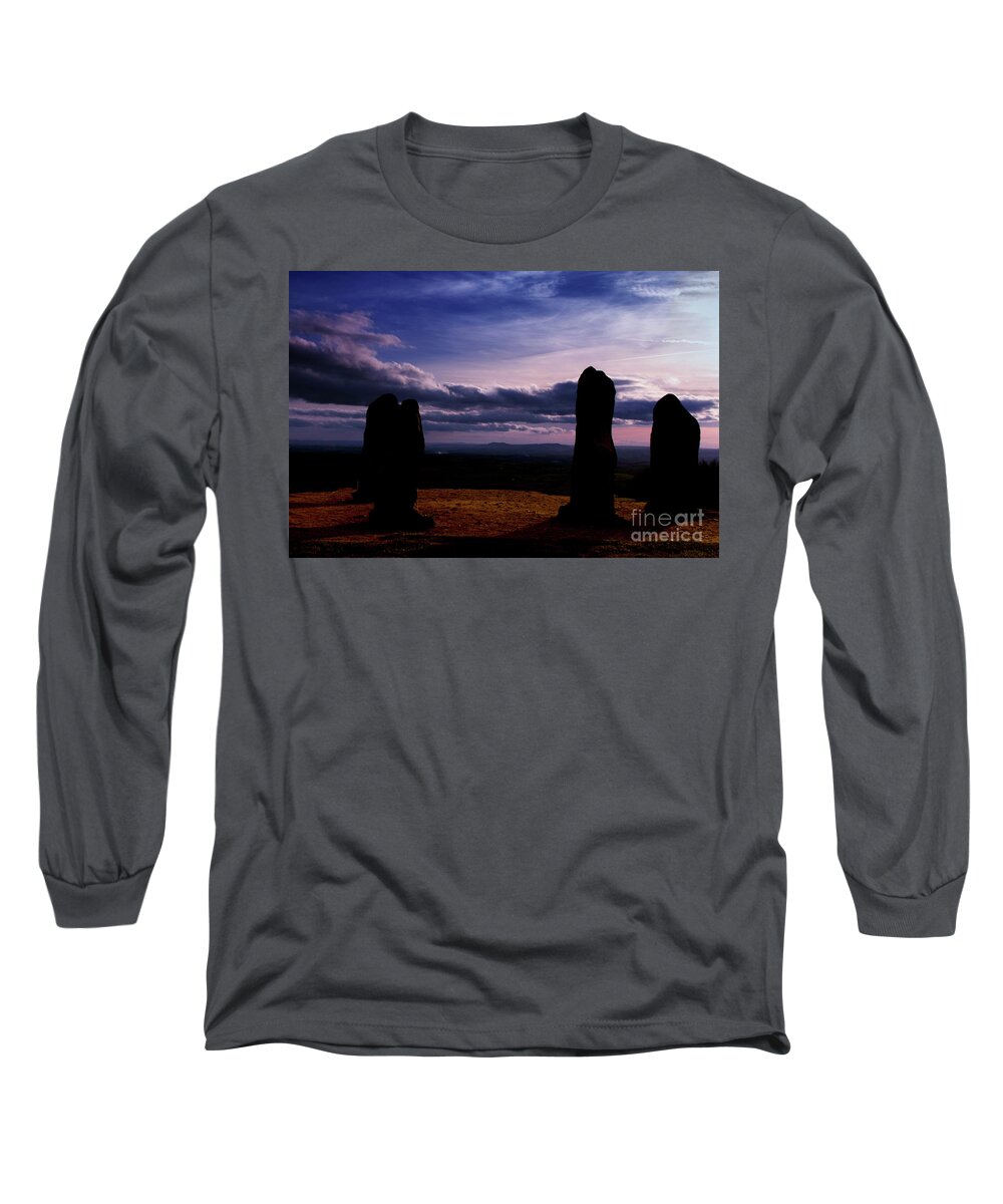 Sunset Long Sleeve T-Shirt featuring the photograph Four Stones Clent Hills by Baggieoldboy