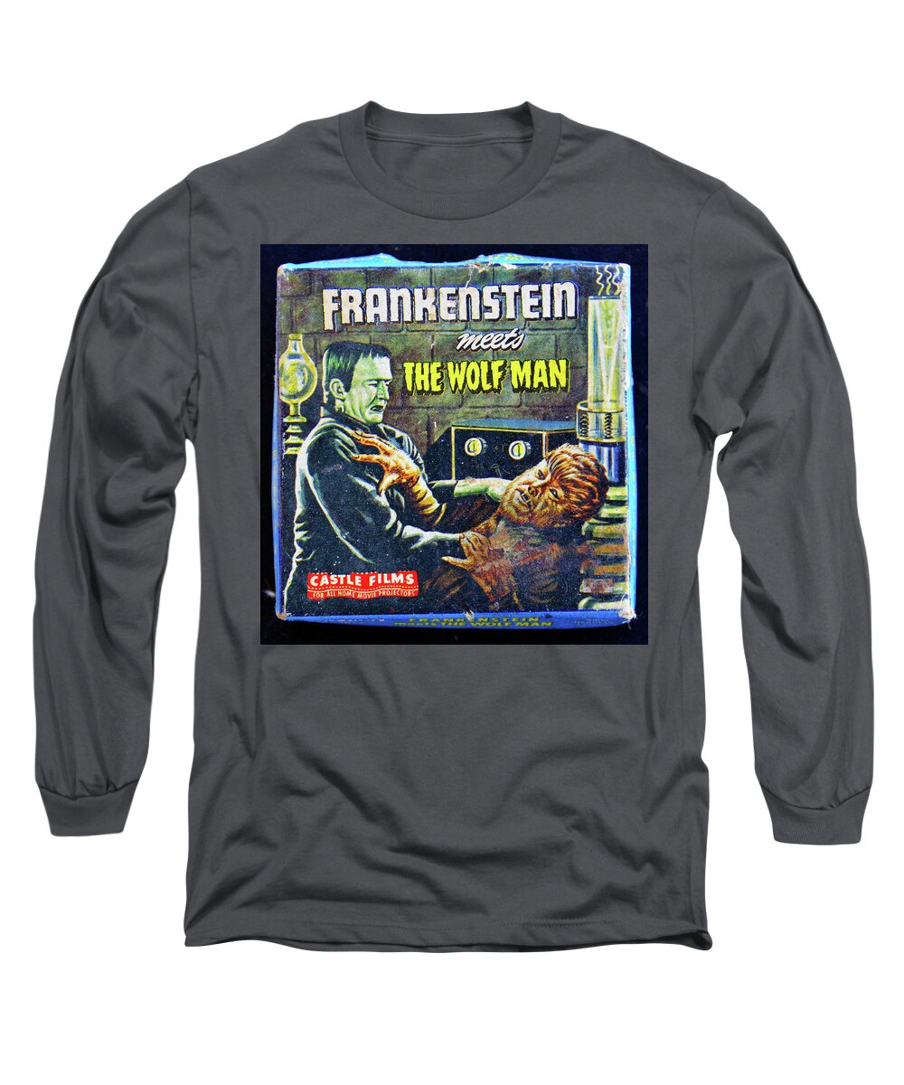 Frankenstein Meets The Wolf Man Long Sleeve T-Shirt featuring the photograph Frank meets Wolfy 1943 by David Lee Thompson