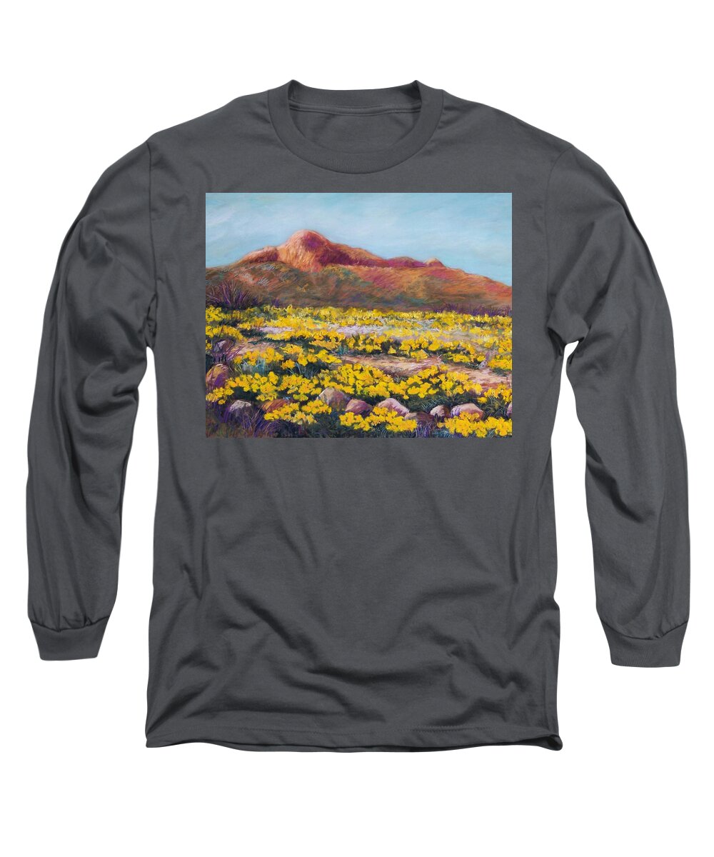 Landscape Long Sleeve T-Shirt featuring the pastel Franklin Poppies by Candy Mayer