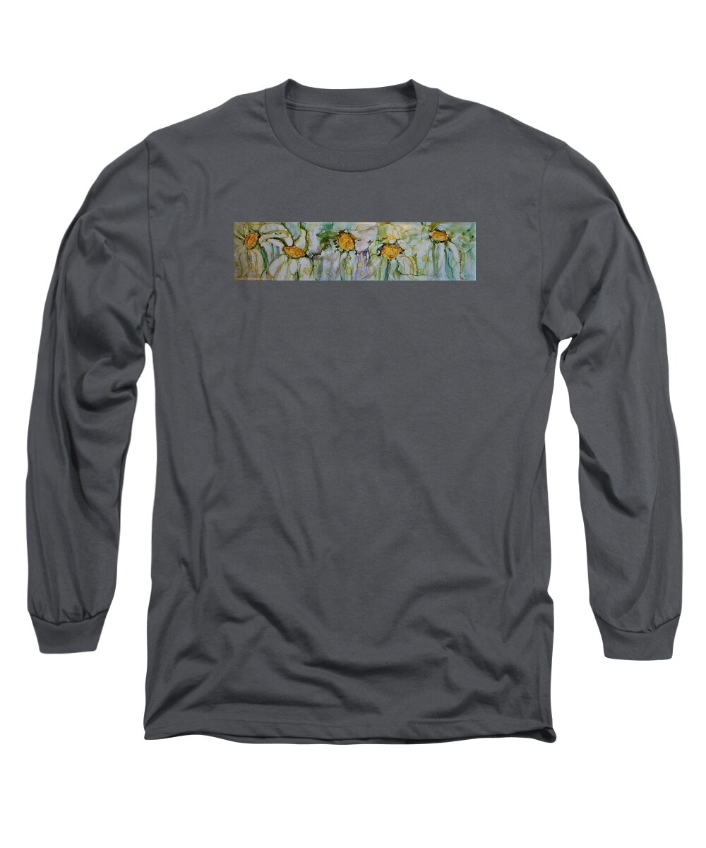 Flowers Long Sleeve T-Shirt featuring the painting Fresh as a Daisy by Ruth Kamenev