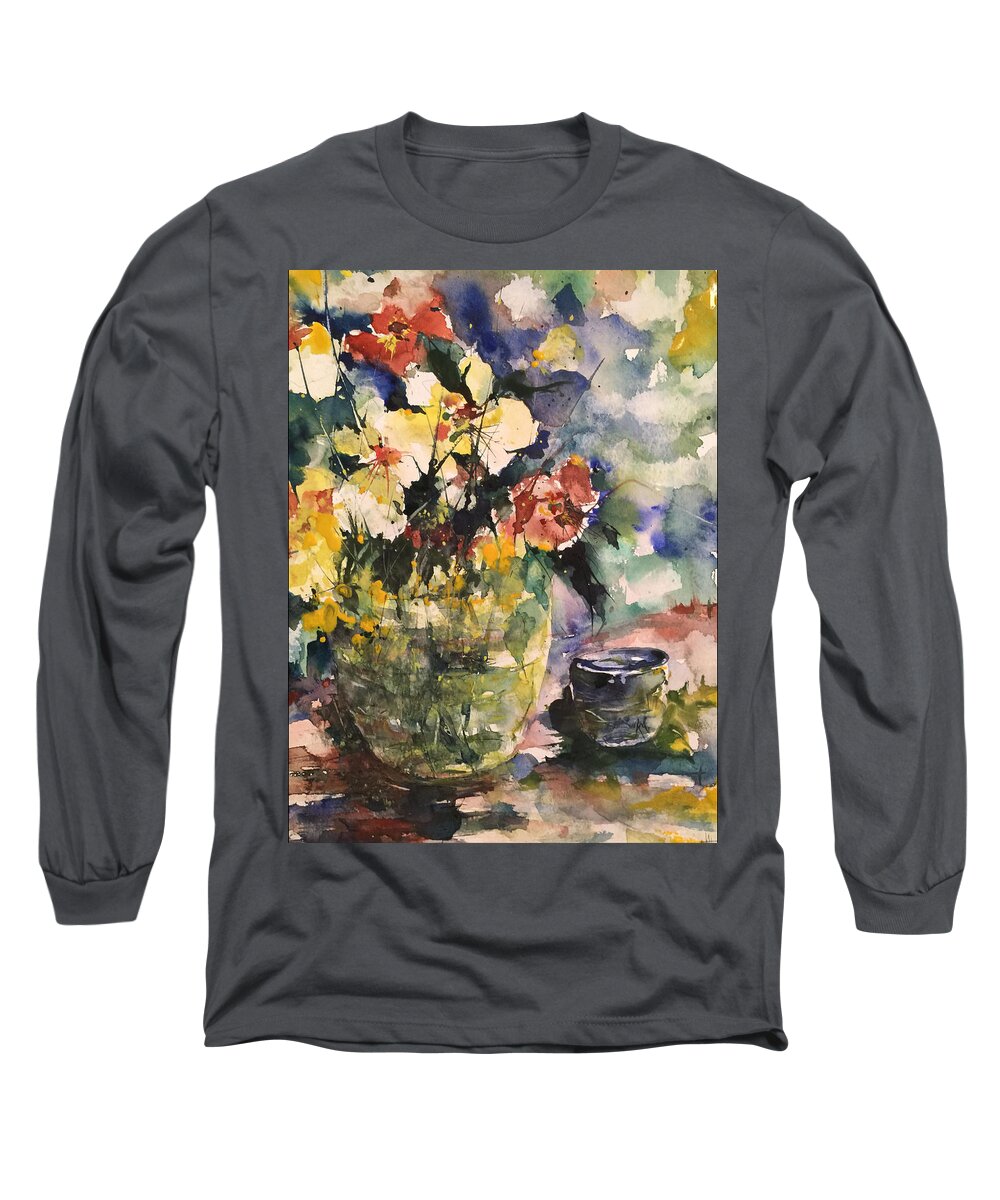 Yellow Flowers Long Sleeve T-Shirt featuring the painting Friendship Flowers by Robin Miller-Bookhout