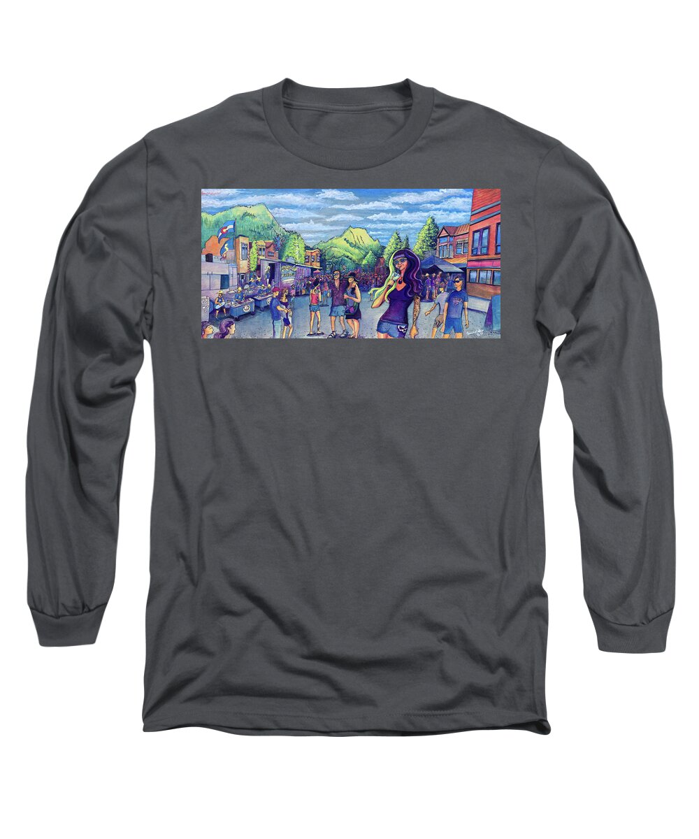 Frisco Long Sleeve T-Shirt featuring the painting Frisco BBQ Festival 2017 by David Sockrider
