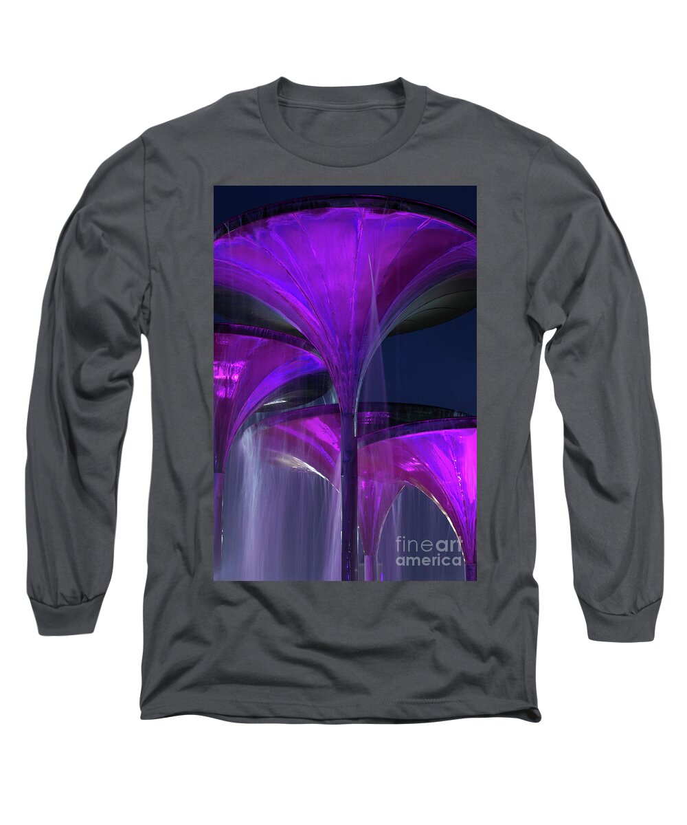 Texas Long Sleeve T-Shirt featuring the photograph Frog Fountain at Texas Christian University by Greg Kopriva