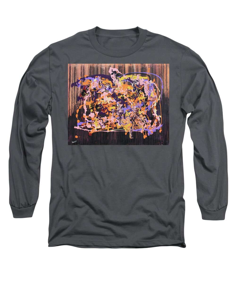Abstract Expressionism Long Sleeve T-Shirt featuring the painting From the Ashes There Arose A Lavendar Mist by Art Enrico