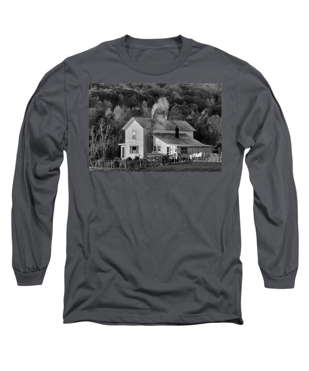 Farm House Long Sleeve T-Shirt featuring the photograph Frosty Morning by Denise Romano