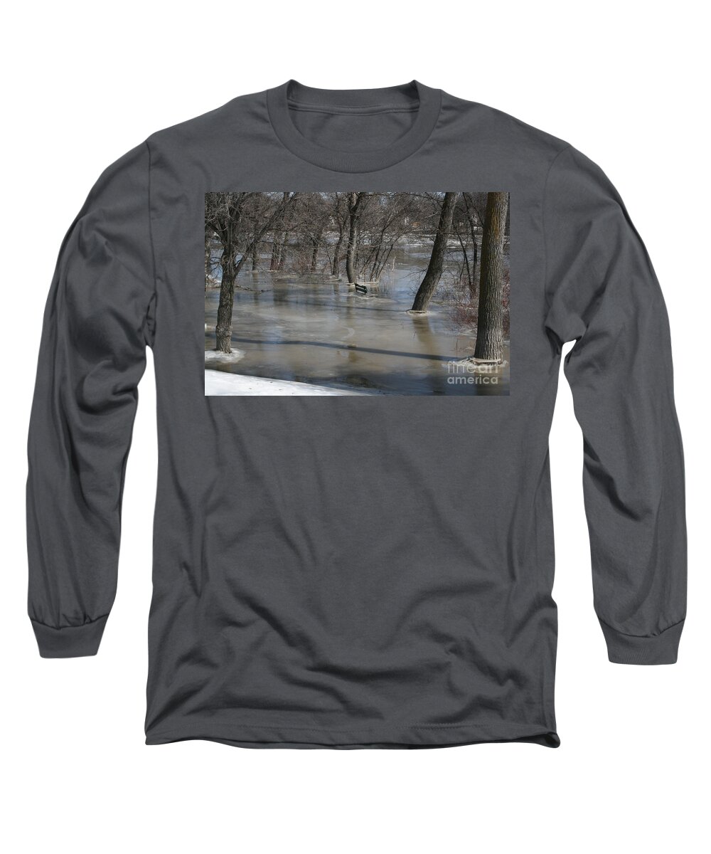 Spring Long Sleeve T-Shirt featuring the photograph Frozen Floodwaters by Mary Mikawoz