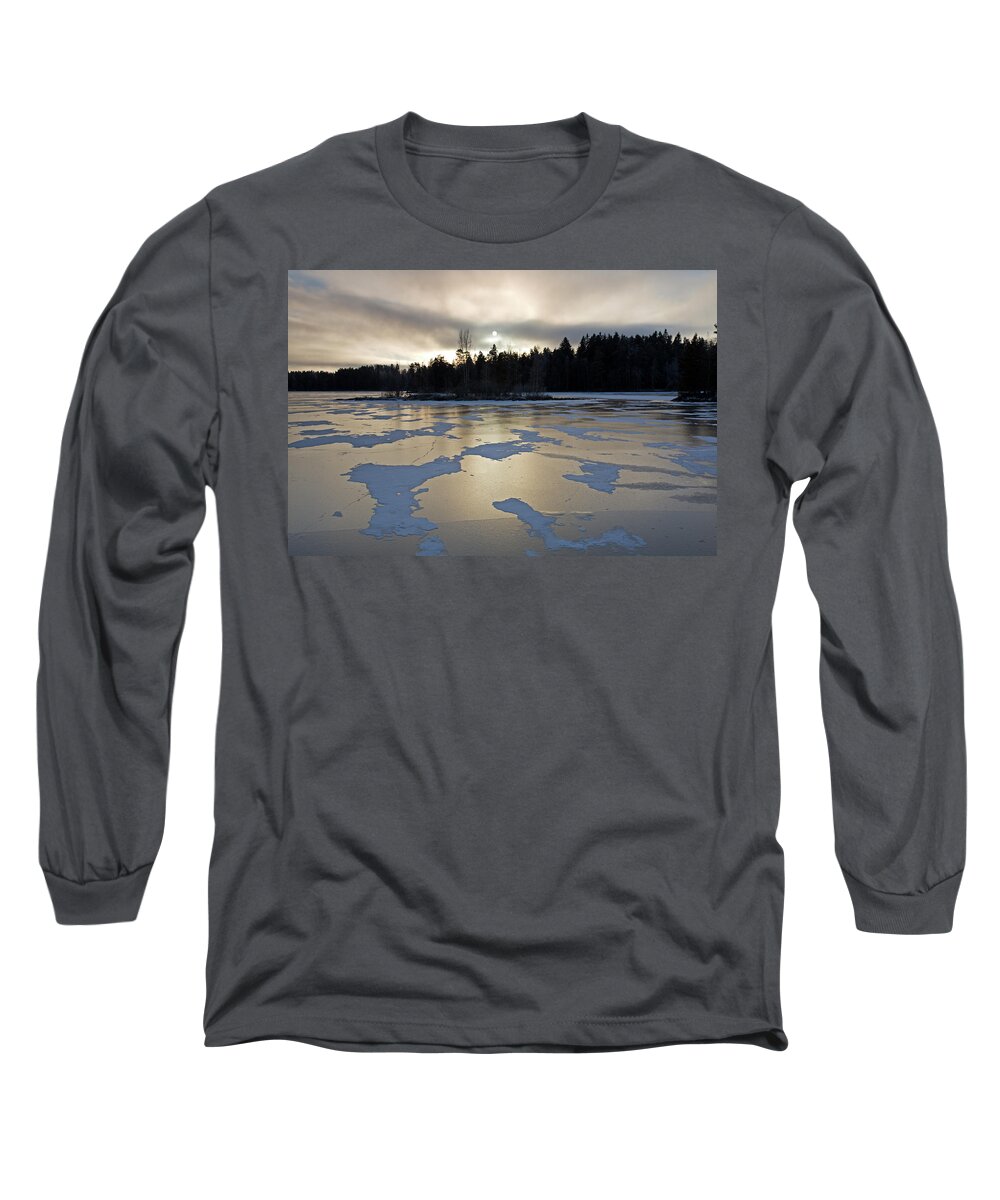 Winter Long Sleeve T-Shirt featuring the photograph Frozen Lake by Aivar Mikko