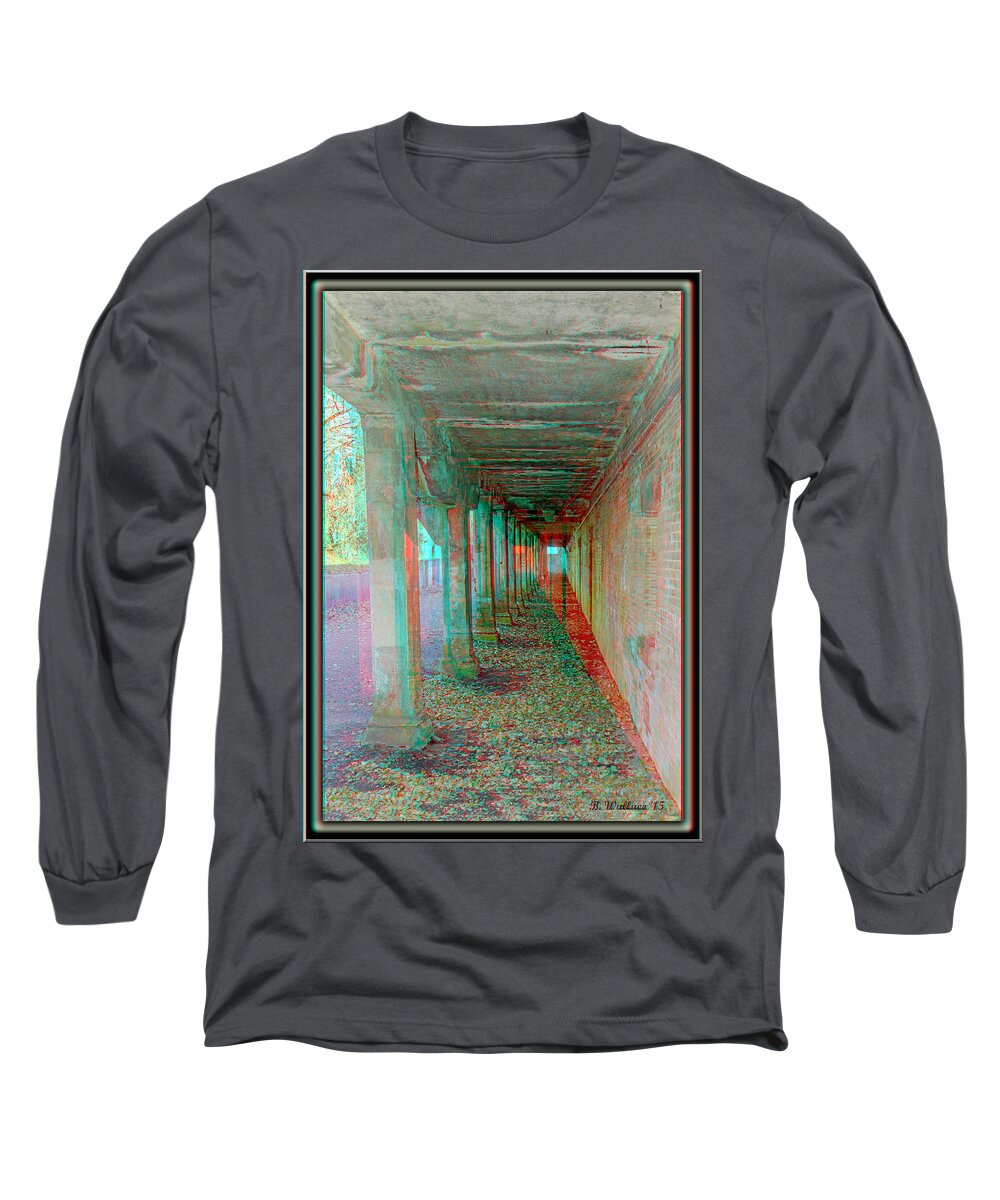 3d Long Sleeve T-Shirt featuring the photograph Ft. Howard Pk- Tunnel Effect - Use Red-Cyan 3D Glasses by Brian Wallace