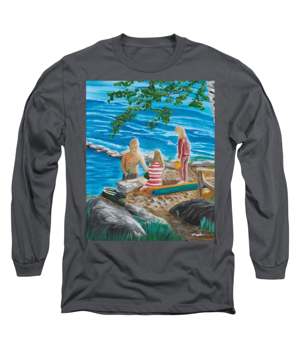 Beach Long Sleeve T-Shirt featuring the painting Fun at the Beach by David Bigelow