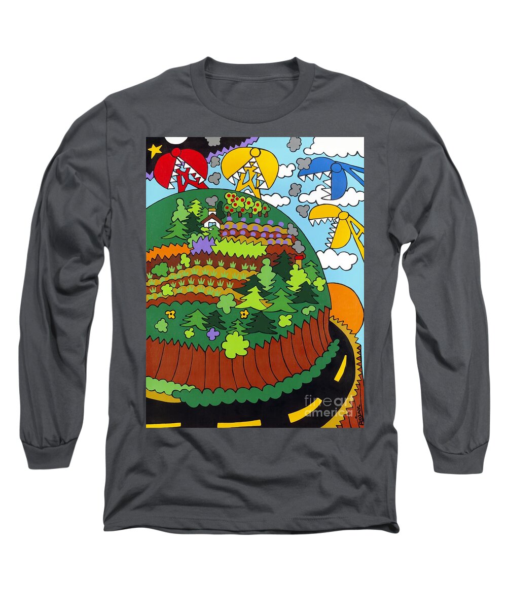 Country Long Sleeve T-Shirt featuring the painting Future Development A by Rojax Art