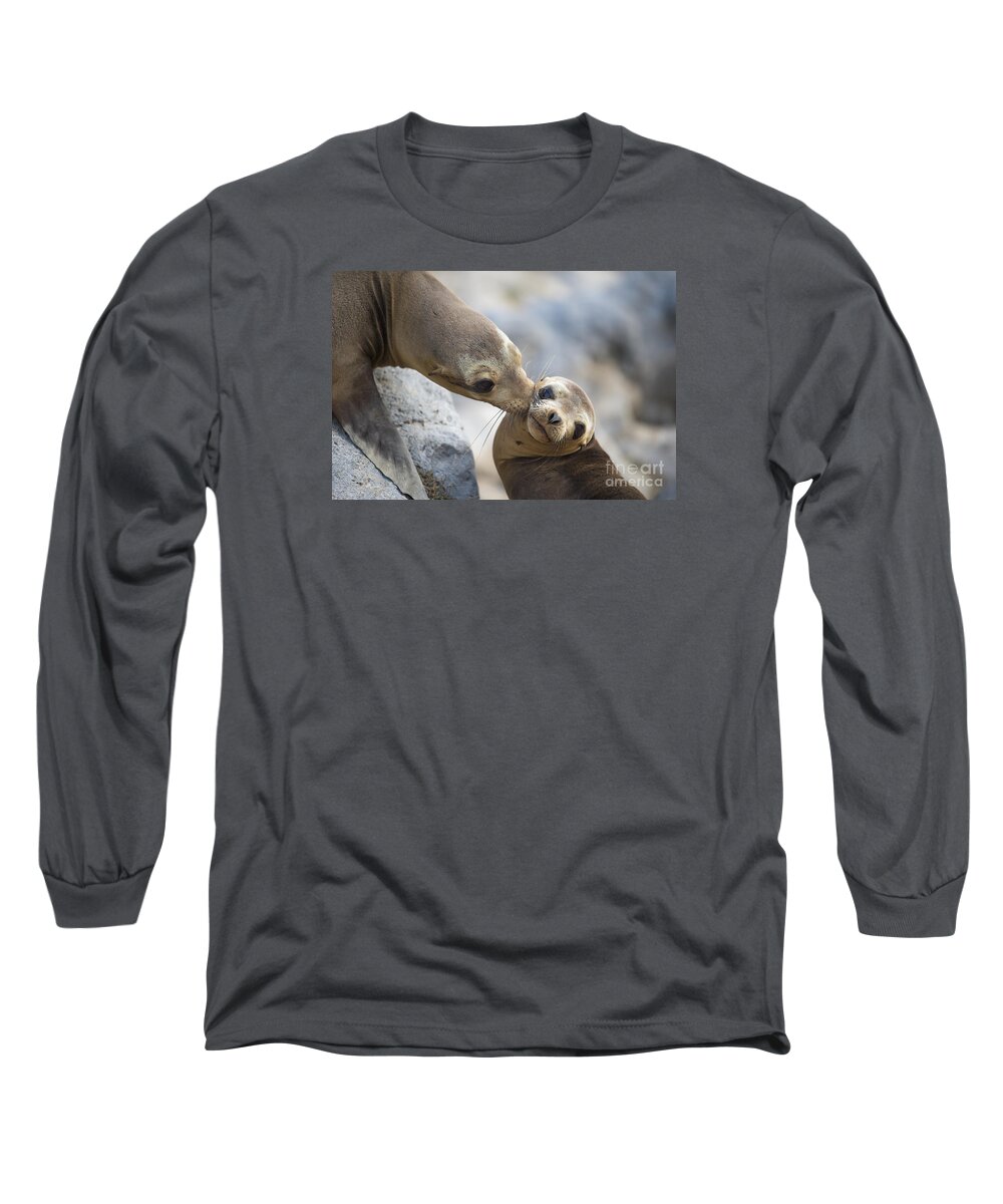 00548047 Long Sleeve T-Shirt featuring the photograph Galapagos Sea Lion Kiss by Tui De Roy