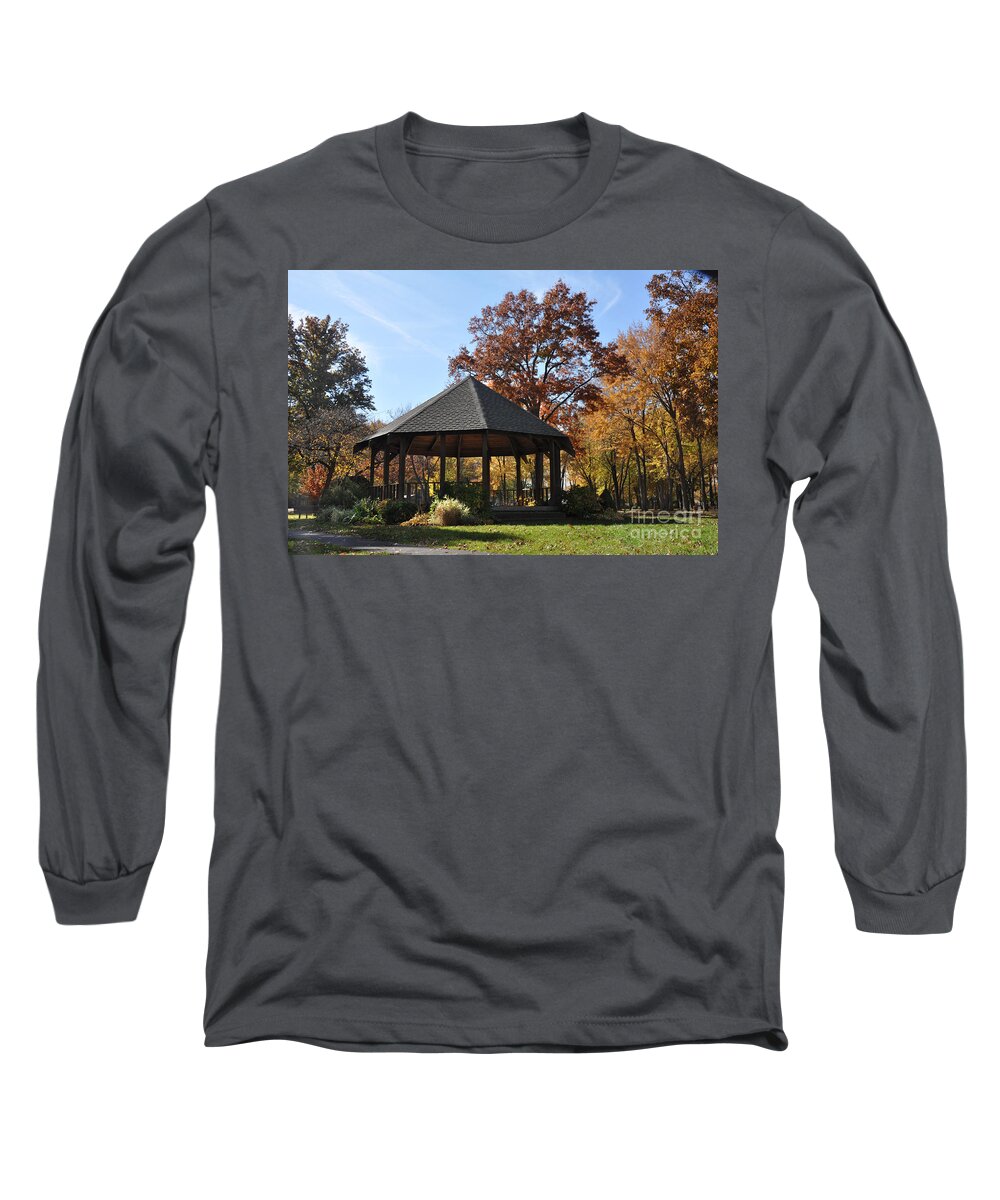 North Ridgeville Long Sleeve T-Shirt featuring the photograph Gazebo At North Ridgeville - Autumn by Mark Madere