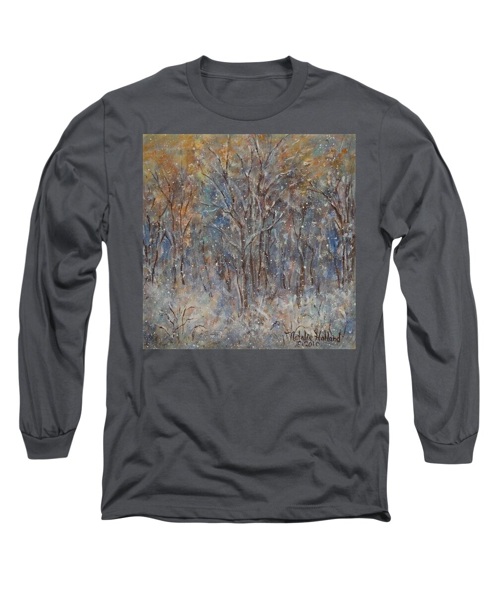 Art Around The World Project Long Sleeve T-Shirt featuring the painting Gentle Snow by Natalie Holland