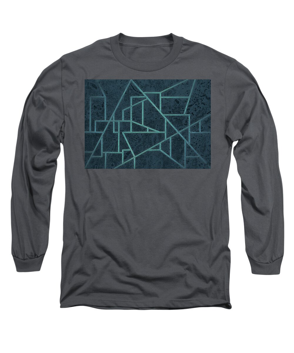 Digital Long Sleeve T-Shirt featuring the photograph Geometric Abstraction In Blue by David Gordon