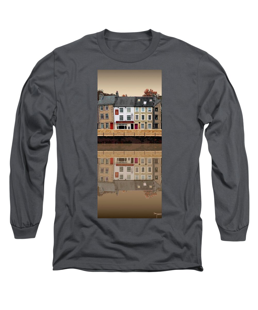 Pub Long Sleeve T-Shirt featuring the digital art George and Dragon Reflection by Joe Tamassy