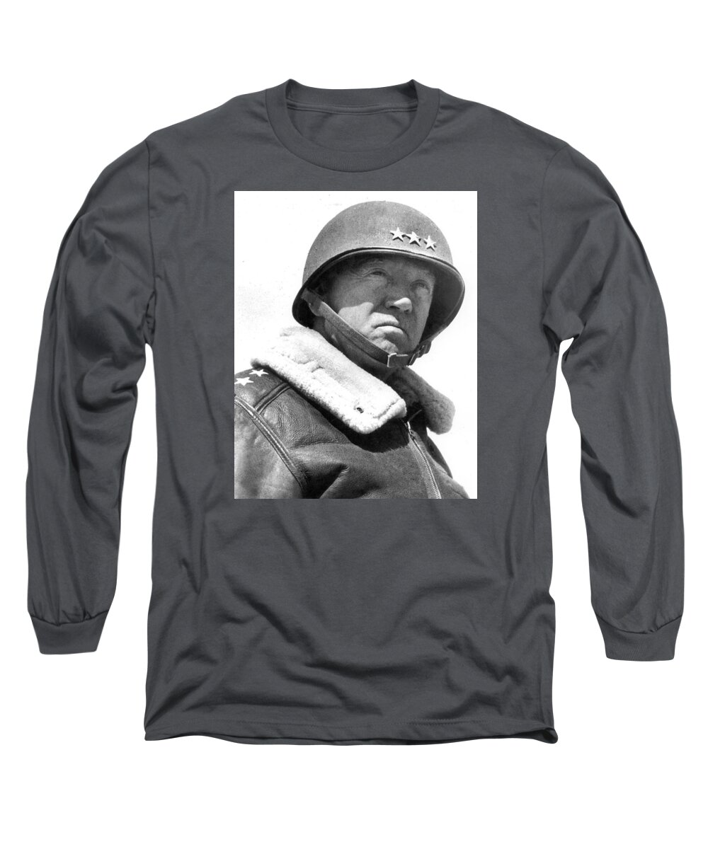 George S. Patton Unknown Date Long Sleeve T-Shirt featuring the photograph George S. Patton unknown date by David Lee Guss
