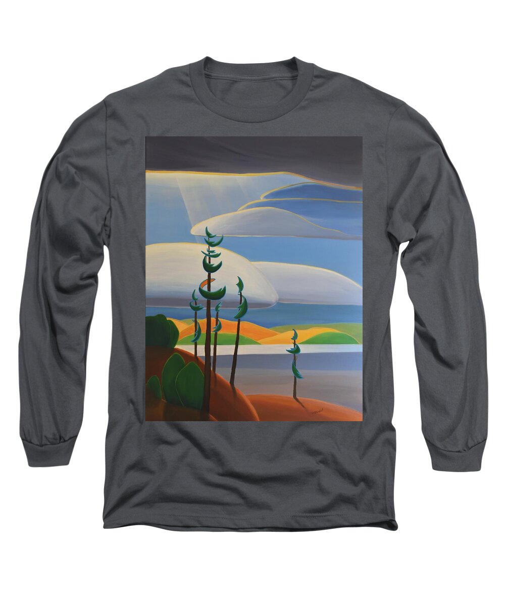 Georgian Shores Long Sleeve T-Shirt featuring the painting Georgian Shores - Right Panel by Barbel Smith
