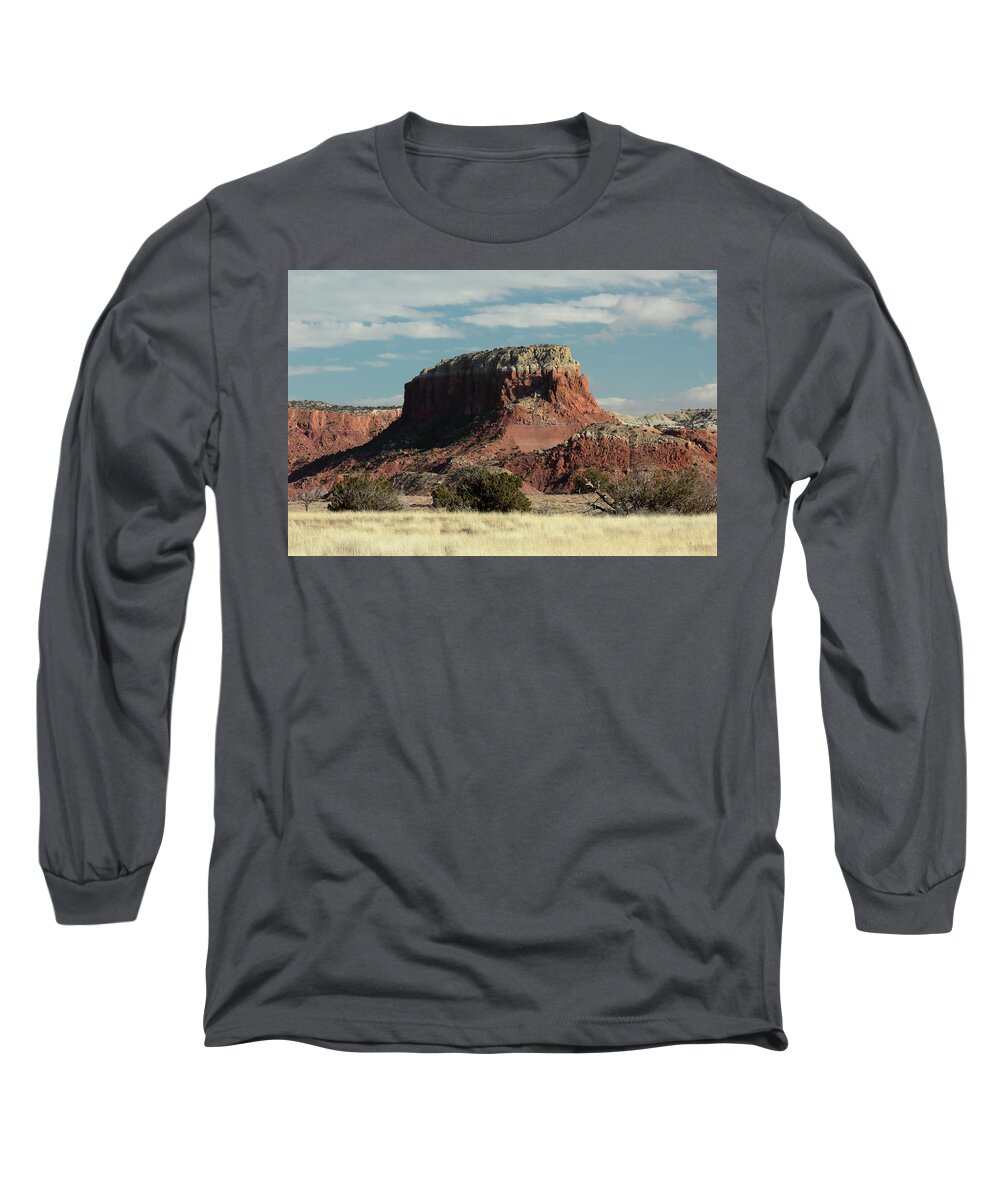Red Long Sleeve T-Shirt featuring the photograph Ghost Ranch Mesa by David Diaz