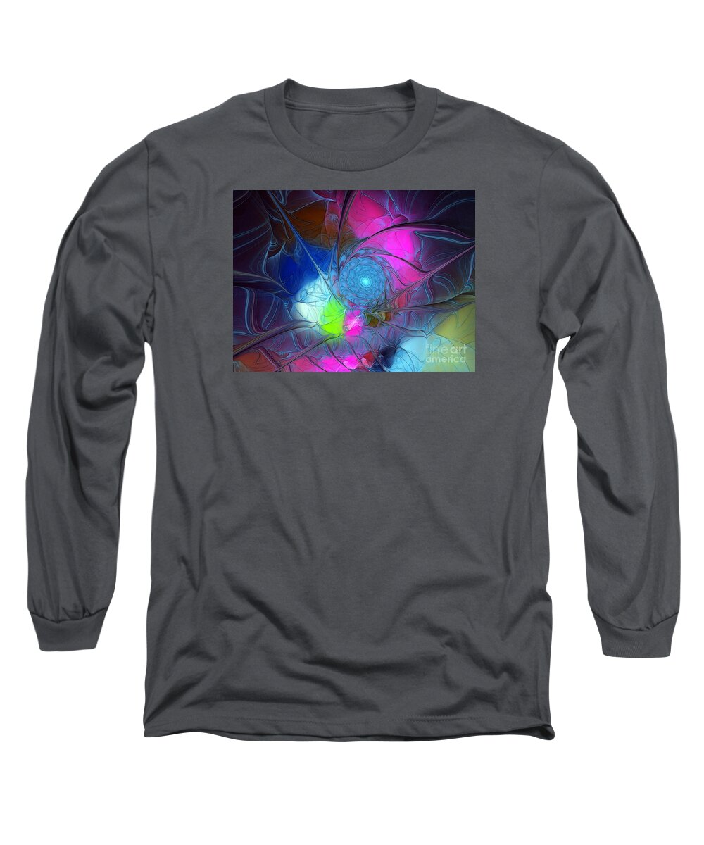 Abstract Long Sleeve T-Shirt featuring the digital art Girls Love Pink by Karin Kuhlmann