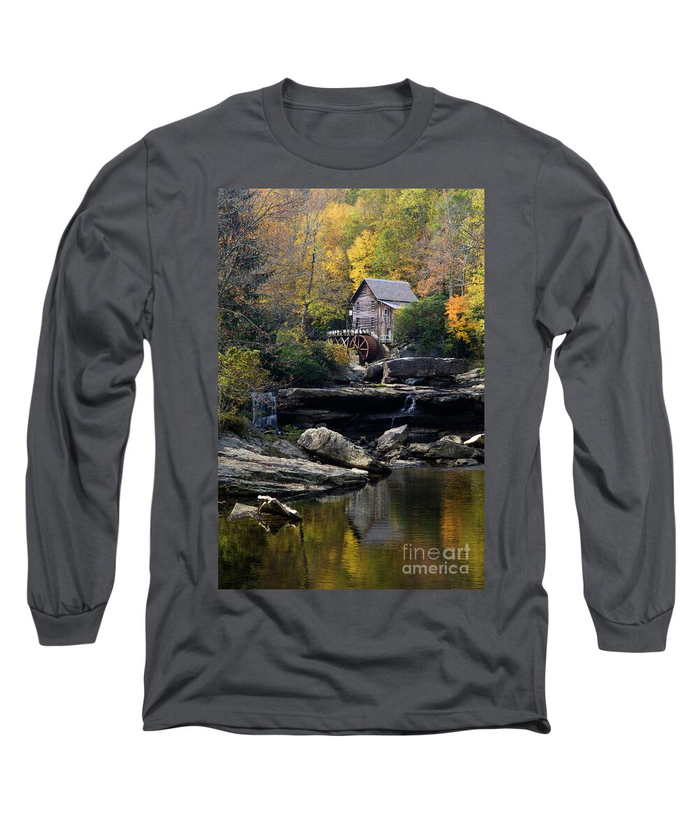 Glade Long Sleeve T-Shirt featuring the photograph Glade Creek Grist Mill - D009975 by Daniel Dempster