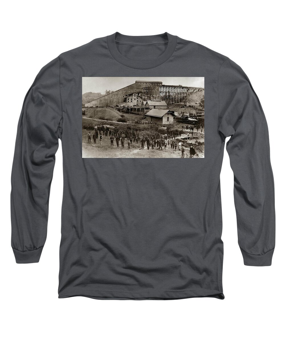 Glen Lyon Long Sleeve T-Shirt featuring the photograph Glen Lyon PA Susquehanna Coal Co Breaker late 1800s by Arthur Miller