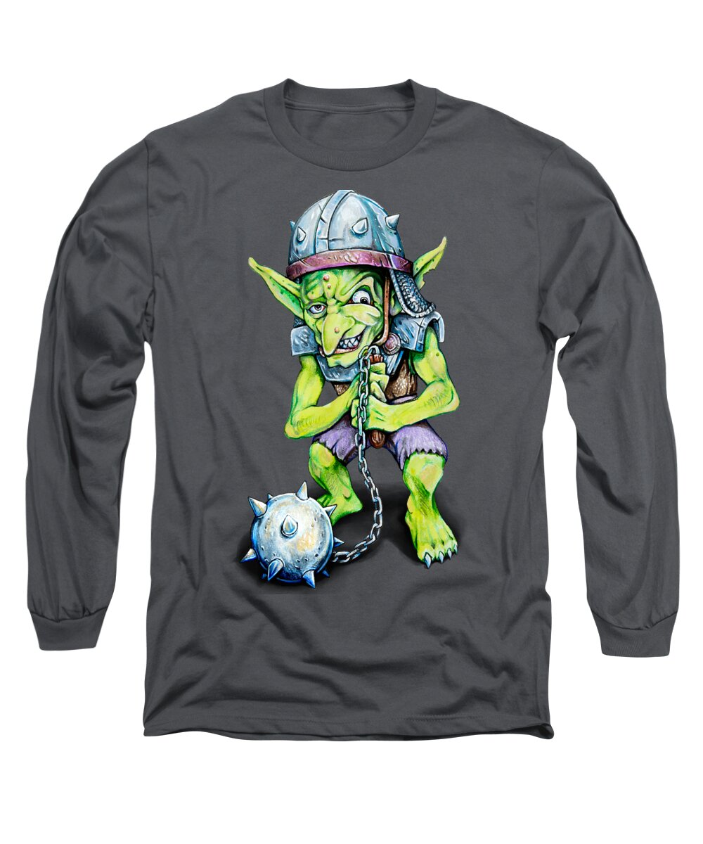 Goblin Long Sleeve T-Shirt featuring the drawing Goblin by Aaron Spong