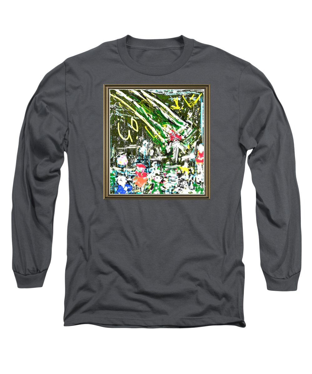 Abstract Long Sleeve T-Shirt featuring the painting God lives at the children park by Subrata Bose